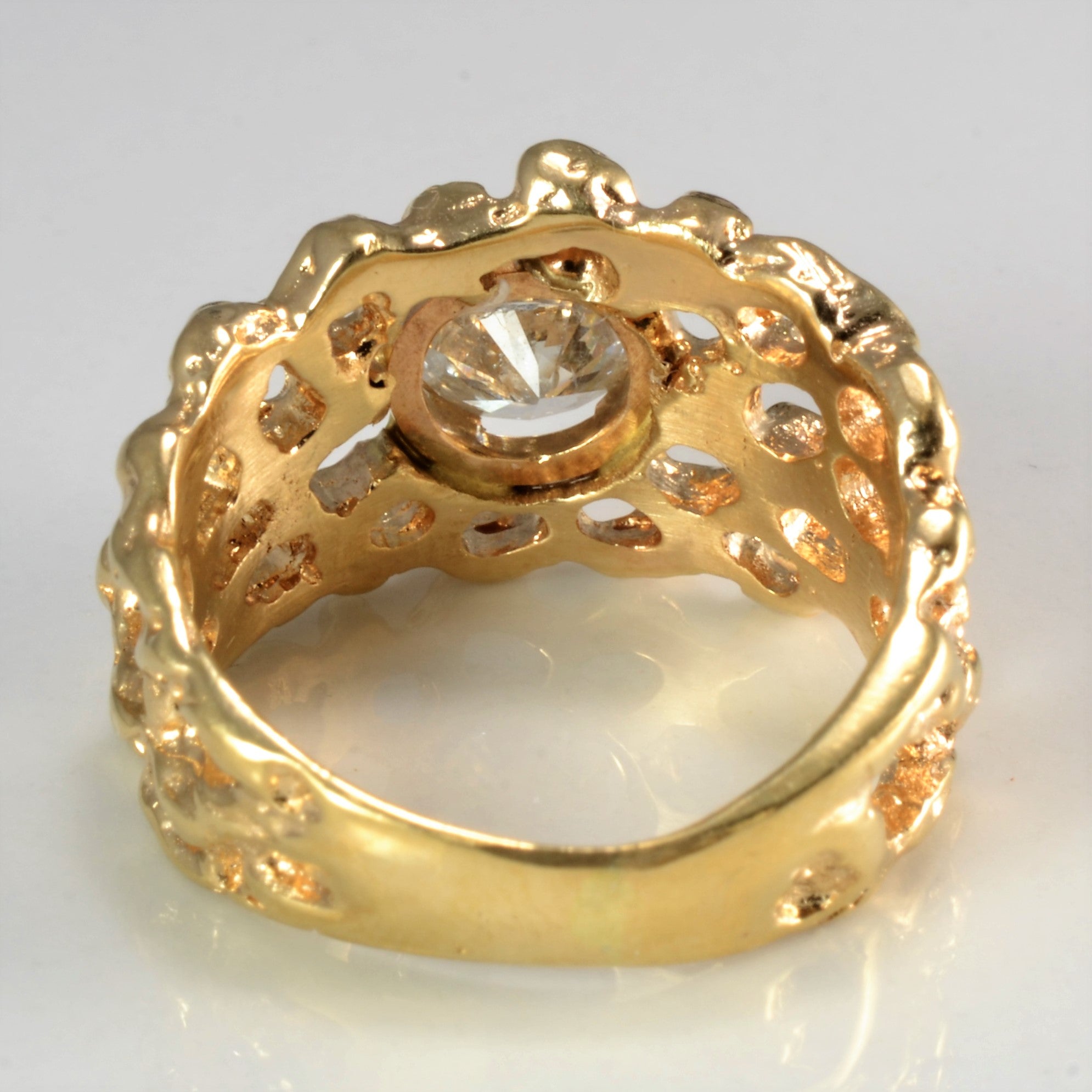 Textured Solitaire Diamond Wide Ring | 0.93 ct, SZ 5.5 |