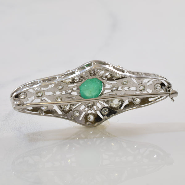Art Deco Emerald & Diamond Brooch | 1.00ctw, 1.50ct |