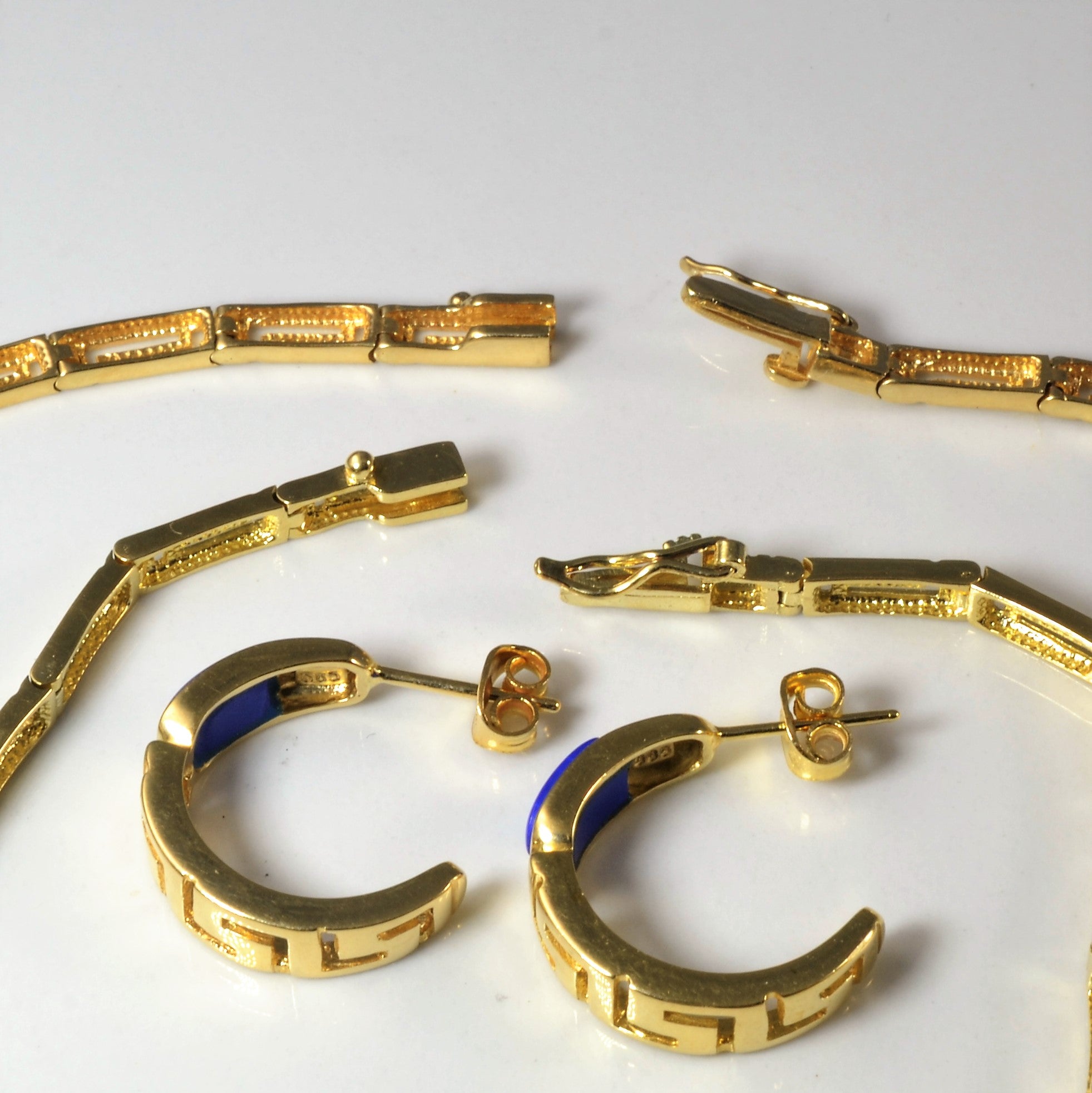 Yellow Gold Lapis Lazuli Inlay Suite | 3.00ctw |