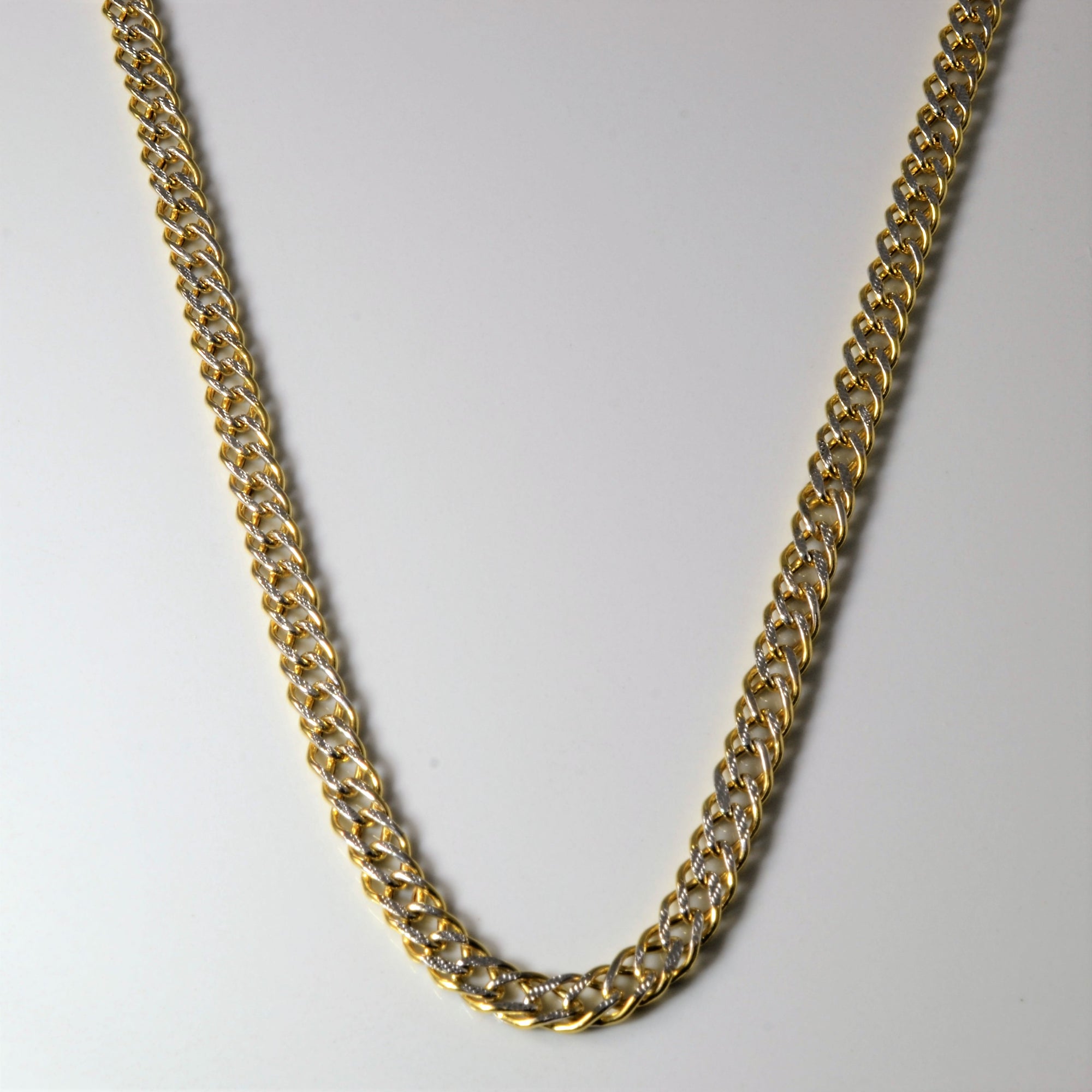 14k Two Tone Textured Parallel Chain | 18