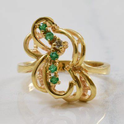 Emerald & Diamond Cocktail Ring | 0.10ctw, 0.02ct | SZ 6.75 |
