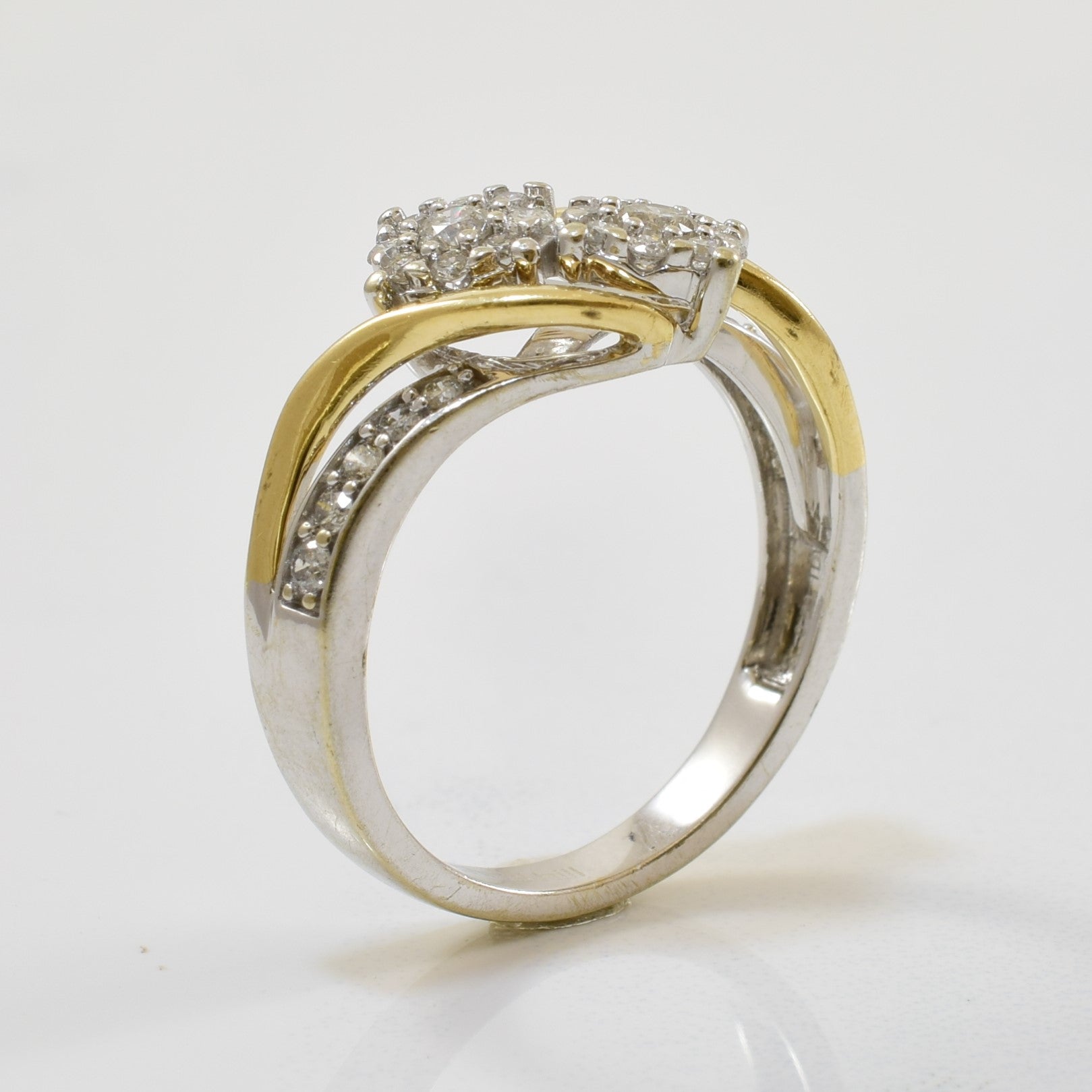 Two Tone Diamond Cluster Bypass Ring | 0.50ctw | SZ 7.25 |