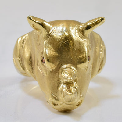 Garnet Rhino Ring | 0.03ctw | SZ 10.5 |