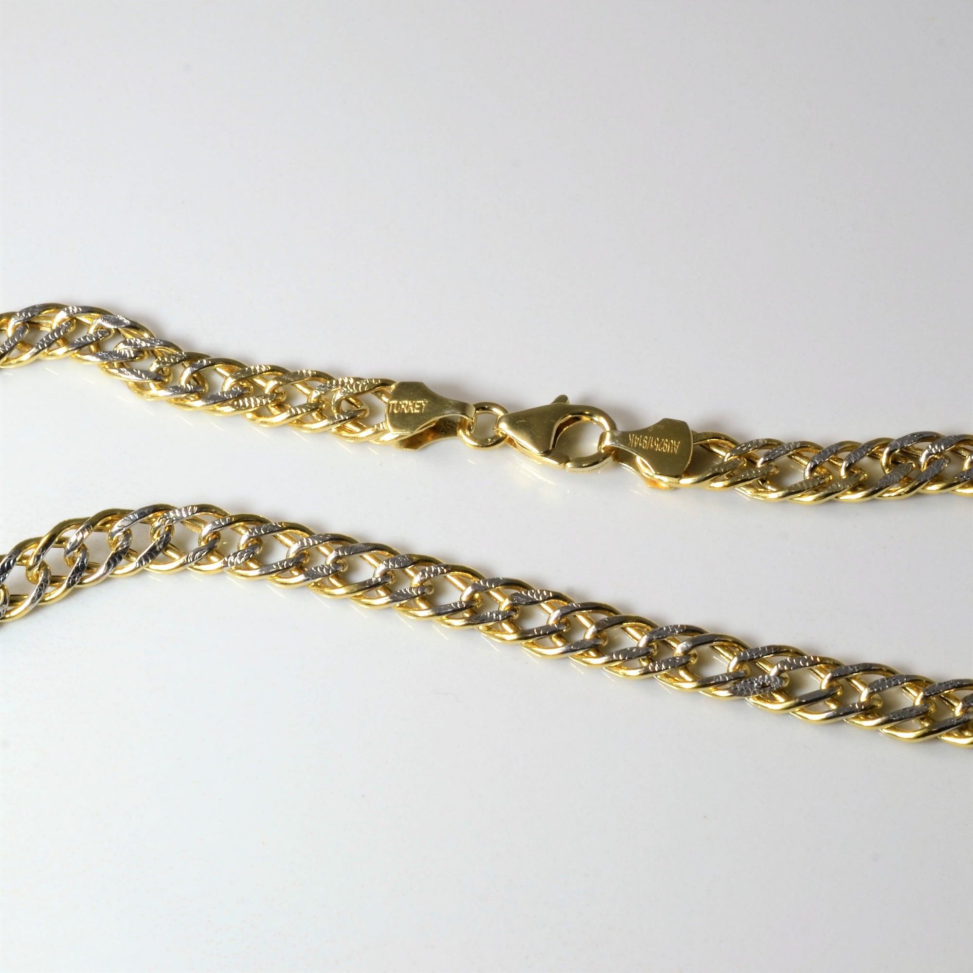 14k Two Tone Textured Parallel Chain | 18