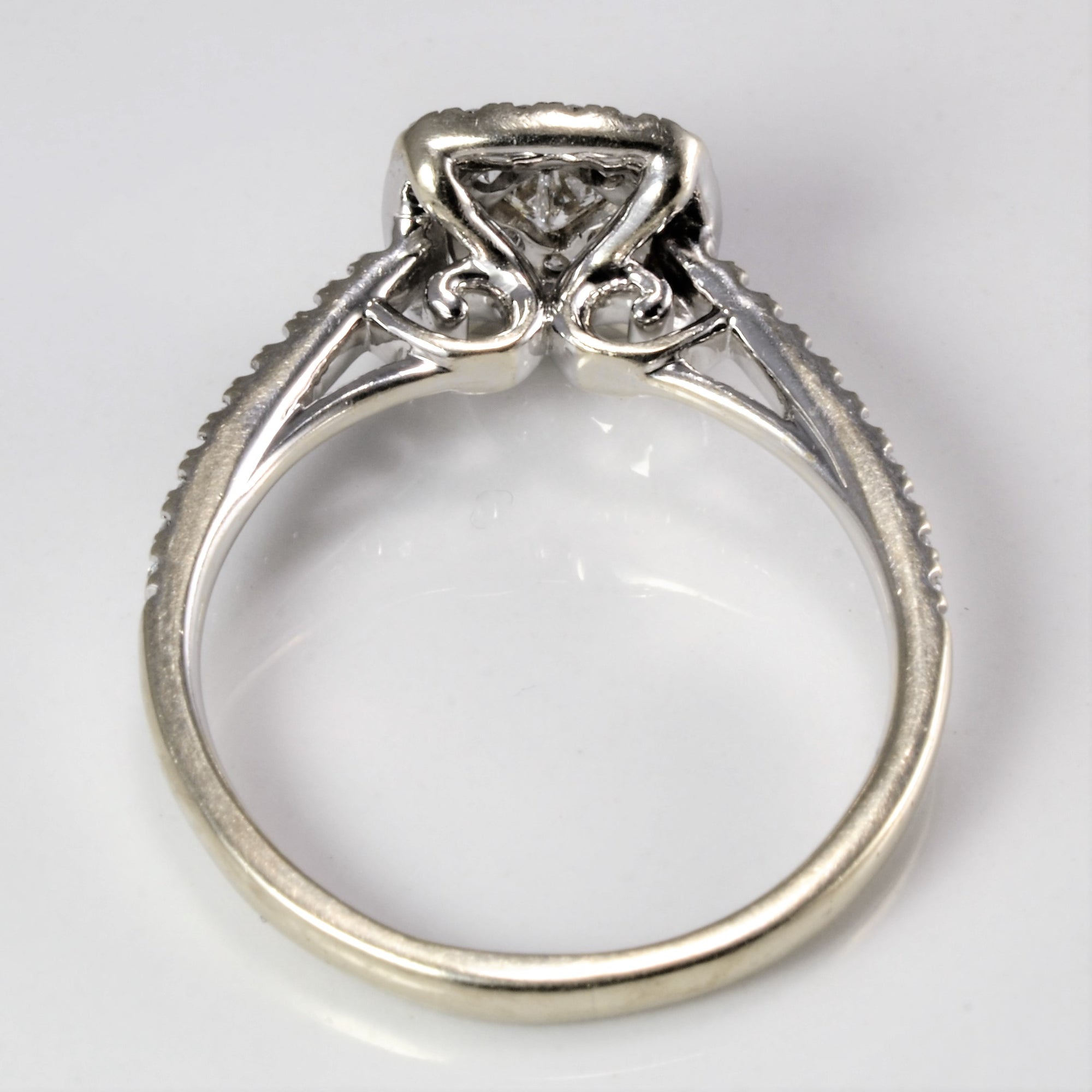 Pave Set Diamond Halo Engagement Ring | 0.52 ctw, SZ 8.5 |