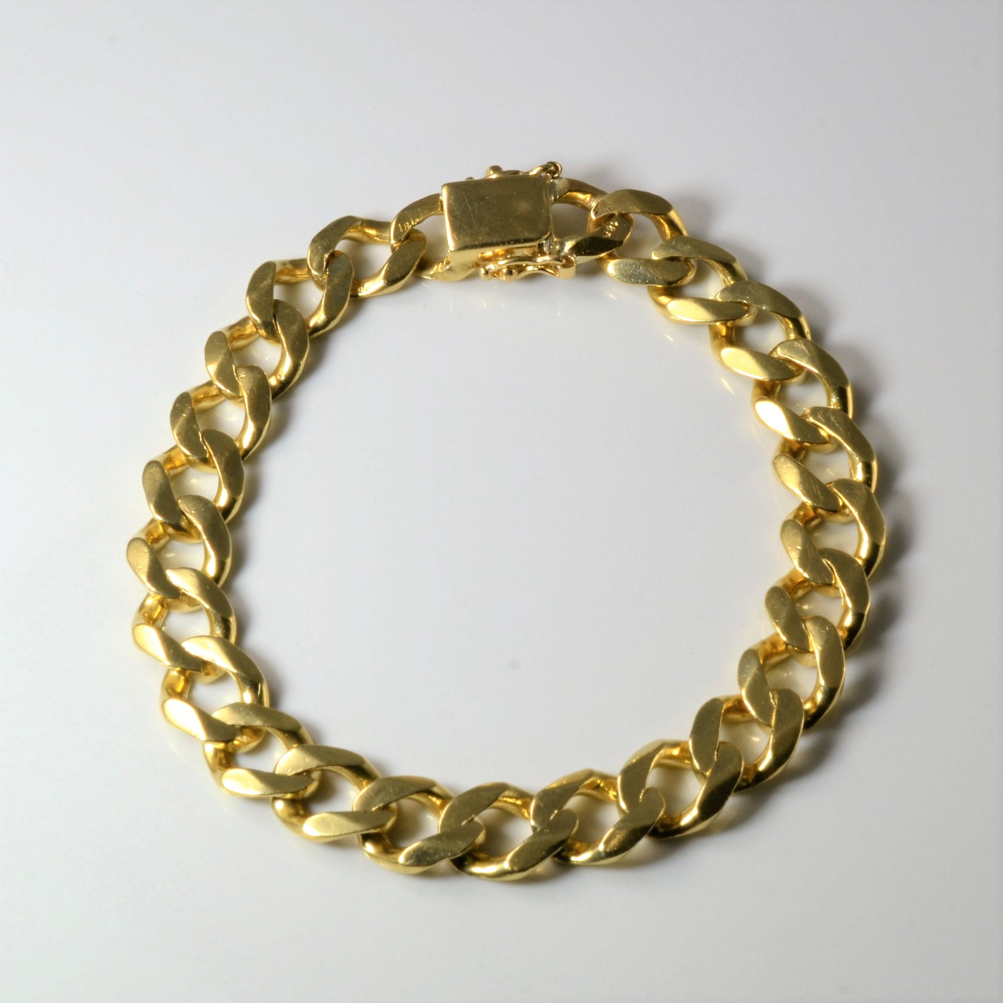 Yellow Gold Curb Link Chain Bracelet | 8