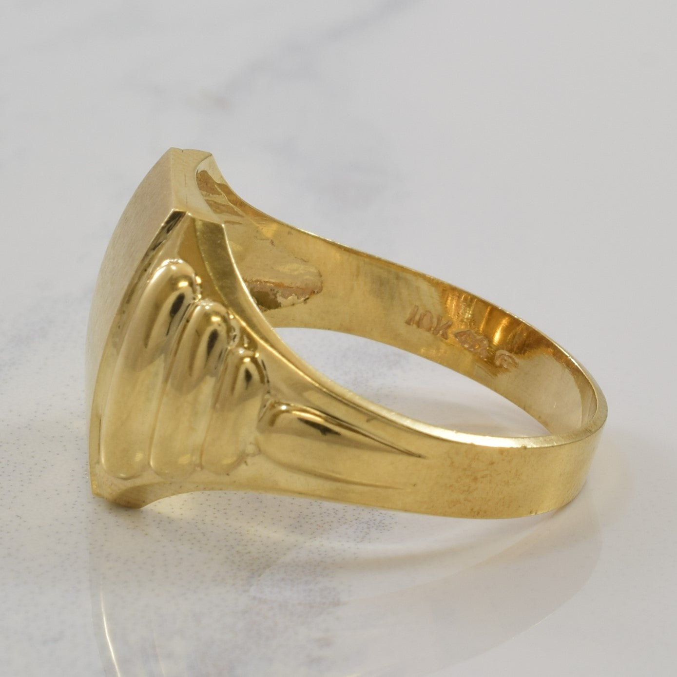 Brushed Yellow Gold Signet Ring | SZ 10.25 |