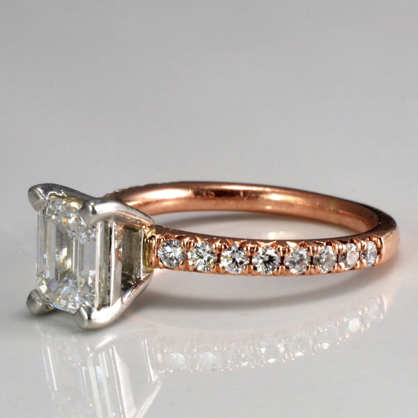 Rose Gold Emerald Cut Diamond Engagement Ring | 1.25 ctw | VVS1, F | SZ 3.5 |