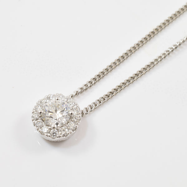 Diamond Halo Necklace | 0.53ctw | 14.5