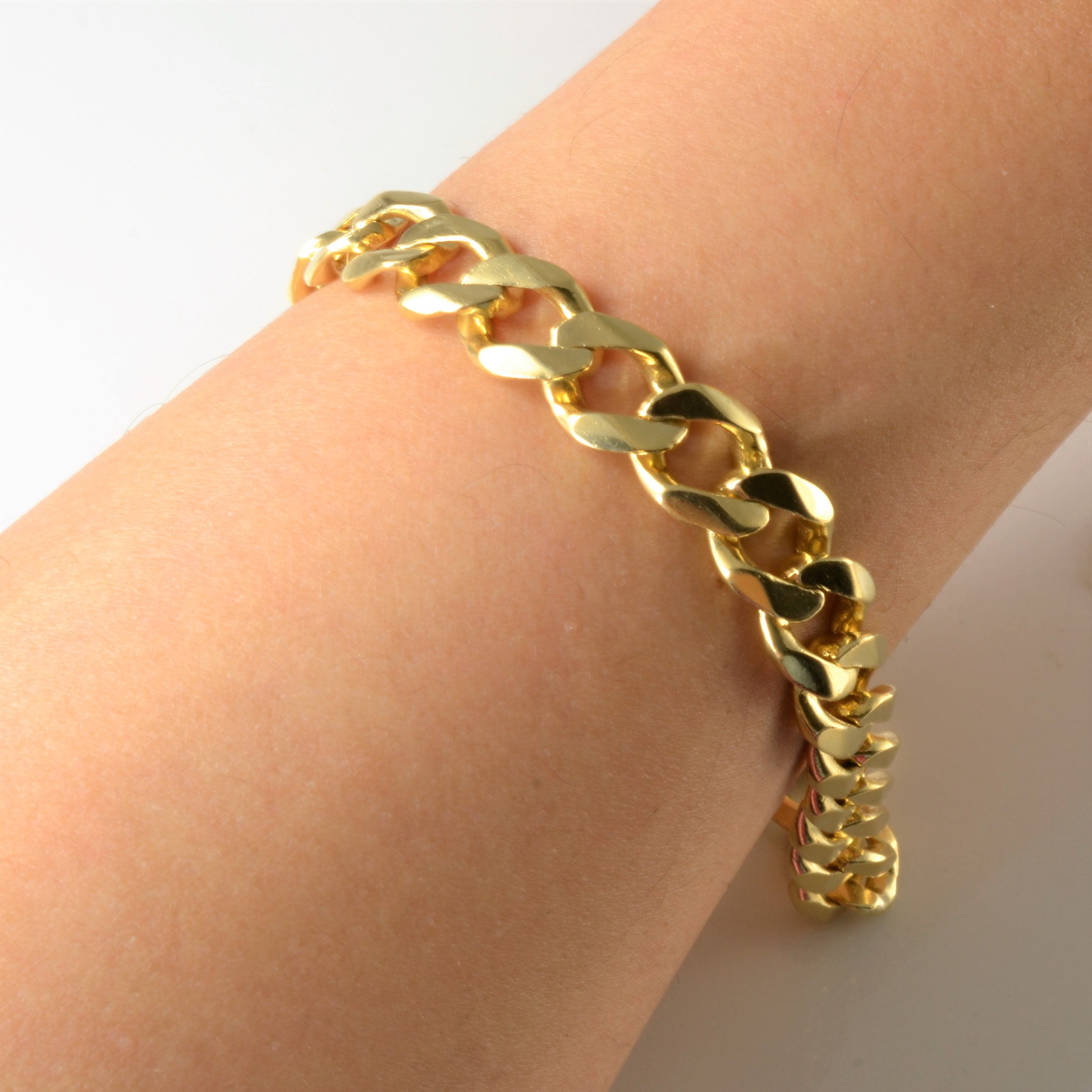 Yellow Gold Curb Link Chain Bracelet | 8"|