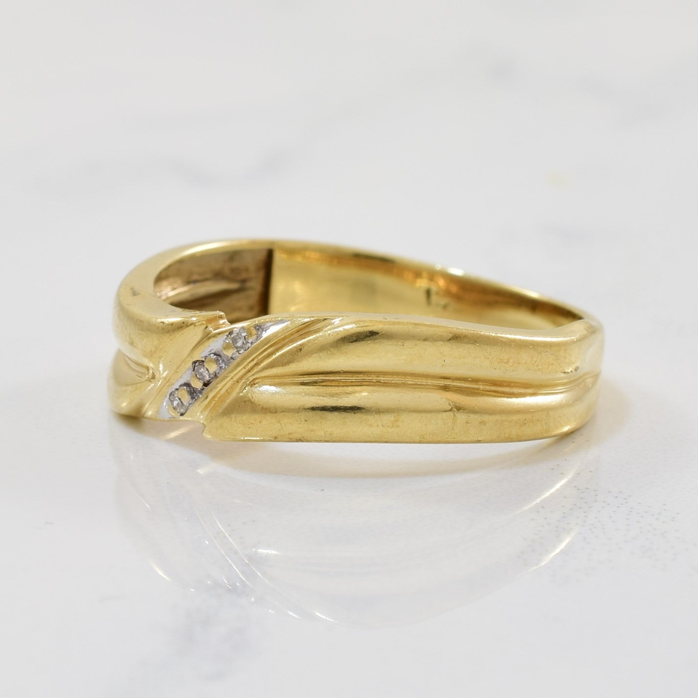 Bague vague en diamant diagonal | 0,01 ct | Taille 7,75 | 