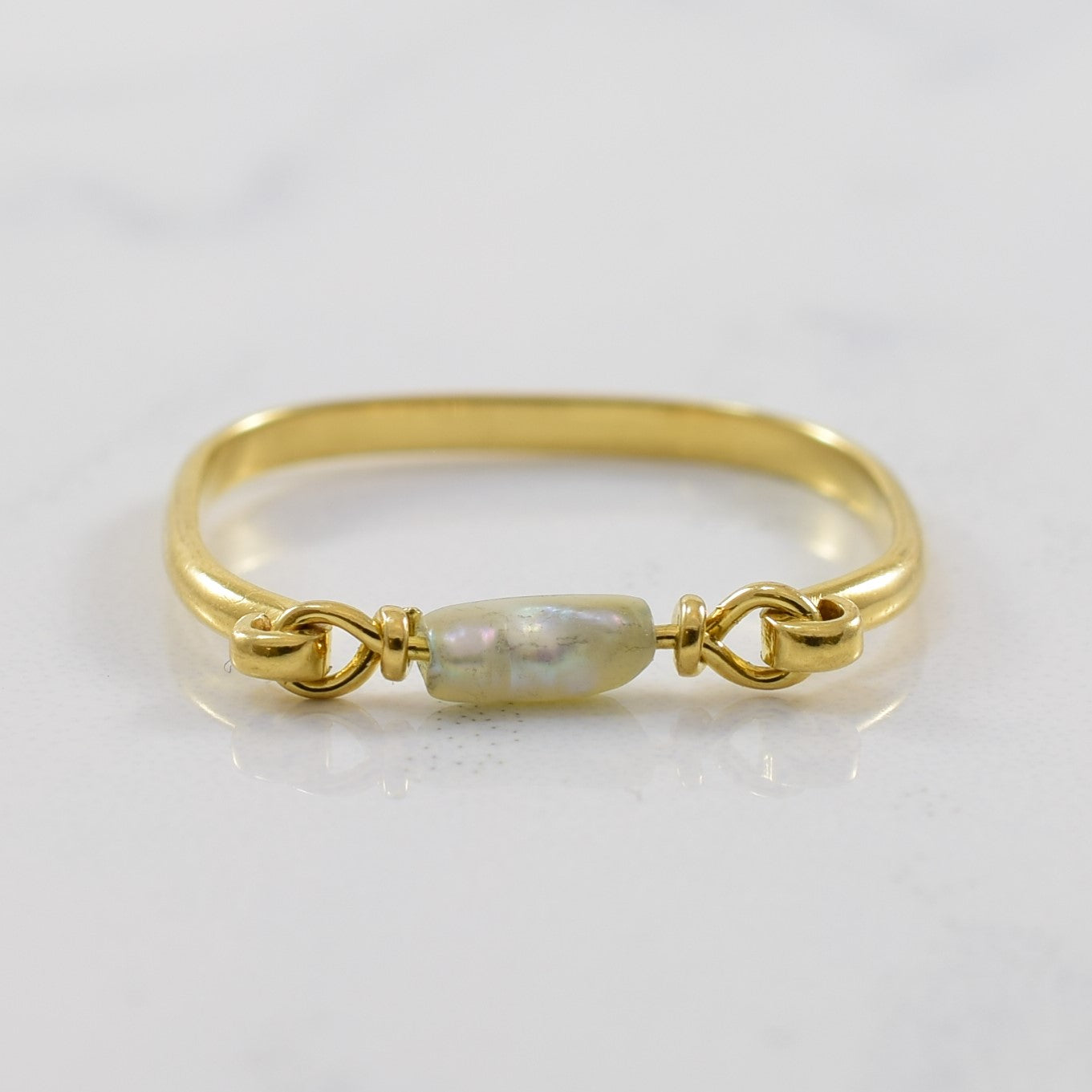 Yellow Gold Wire Pearl Ring | 0.12ct | SZ 5.5 |