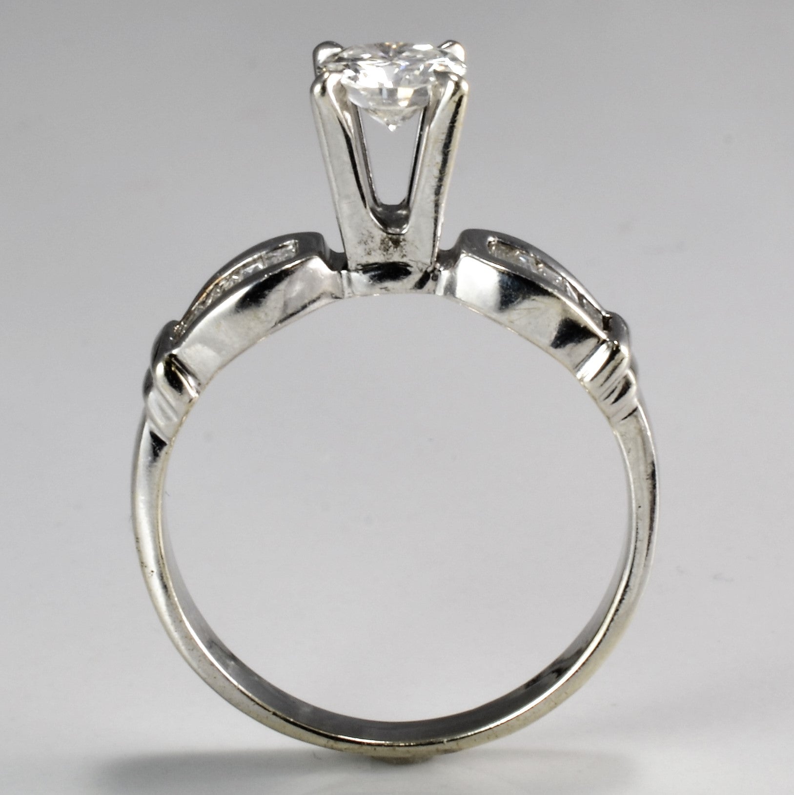 High Prong Set Solitaire Diamond & Accents Engagement Ring | 0.70 ctw, SZ 6 |