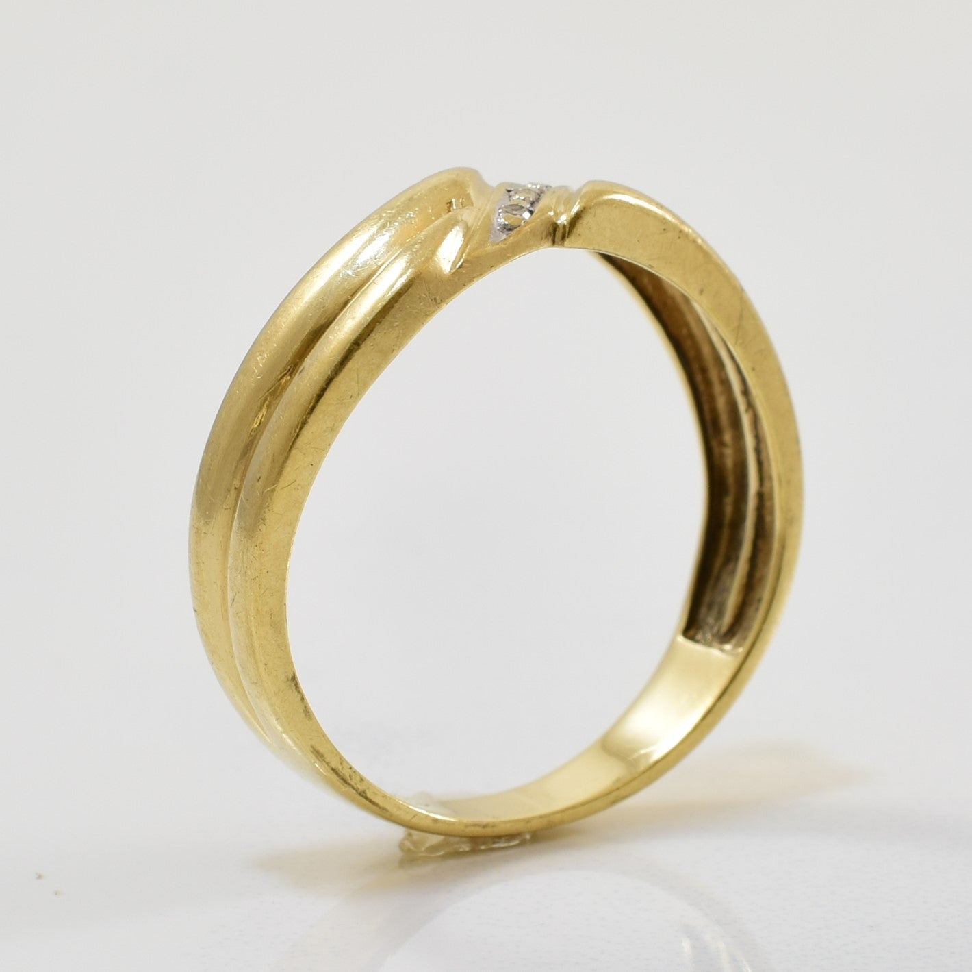 Bague vague en diamant diagonal | 0,01 ct | Taille 7,75 | 
