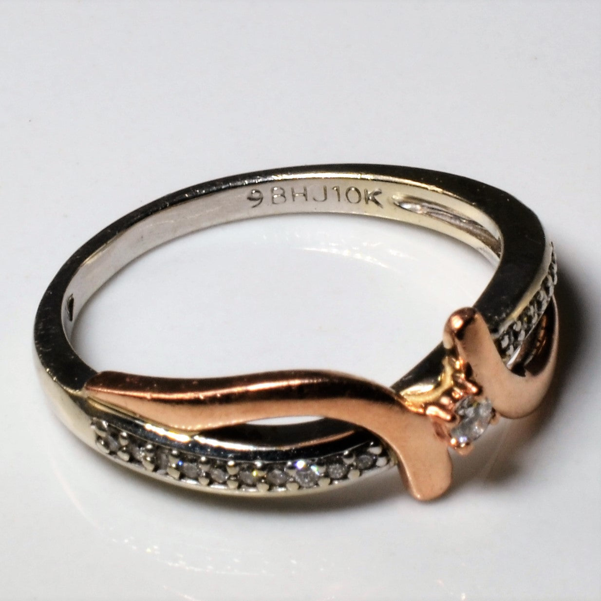 Bypass Two Tone Diamond Ring | 0.13ctw | SZ 7.25 |