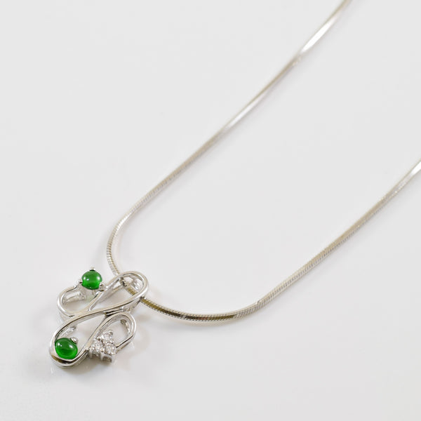Jade & Diamond Drop Necklace | 0.03ctw, 0.16ctw | 16