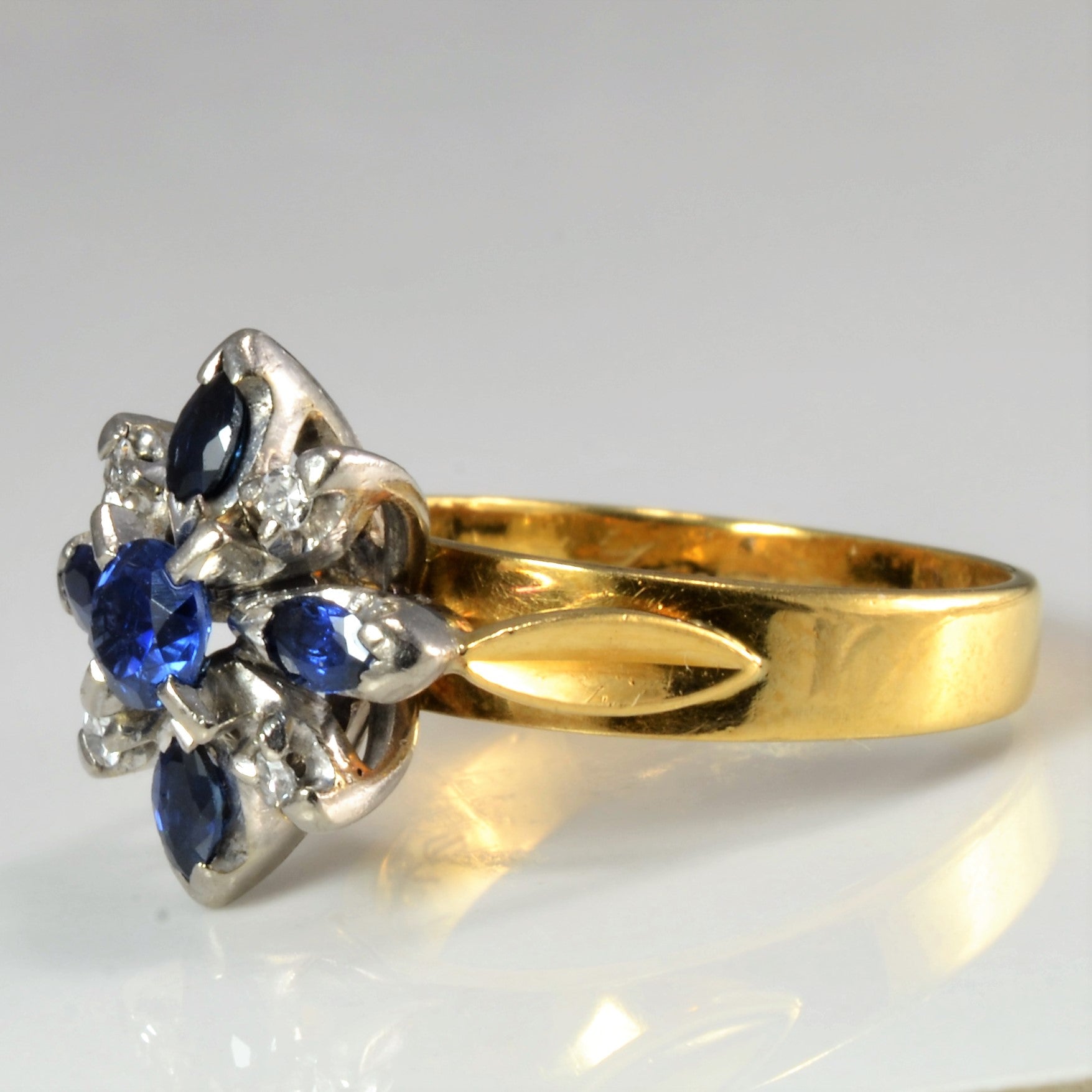 High Set Diamond & Sapphire Cocktail Ring | 0.05 ctw, SZ 5.25 |