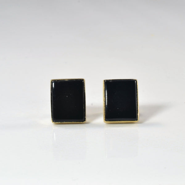 Black Onyx Cabochon Stud Earrings | 2.50ctw |