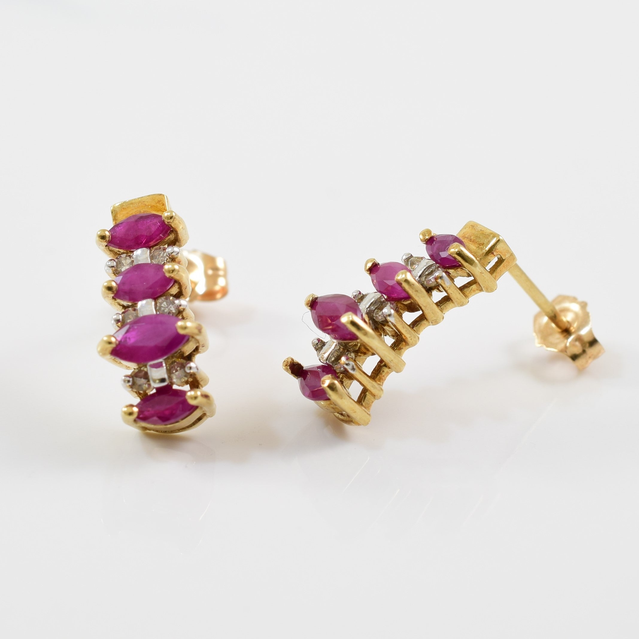 Ruby & Diamond 10k Earrings | 0.12ctw, 0.60ctw |