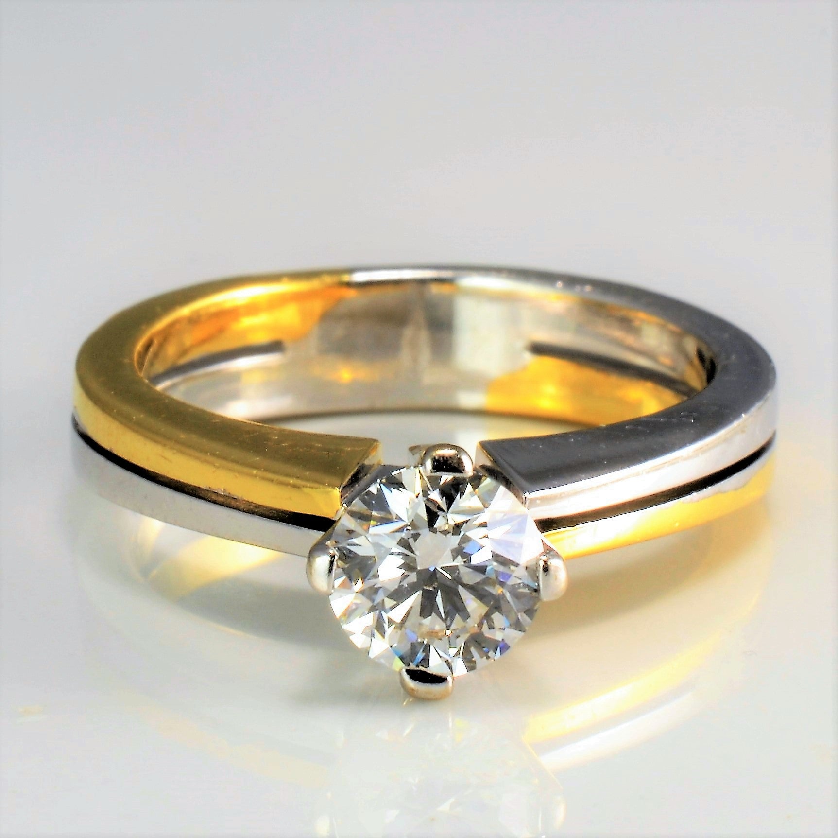 Two Tone Gold High Set Diamond Ring | 0.71 ct, SZ 6 |