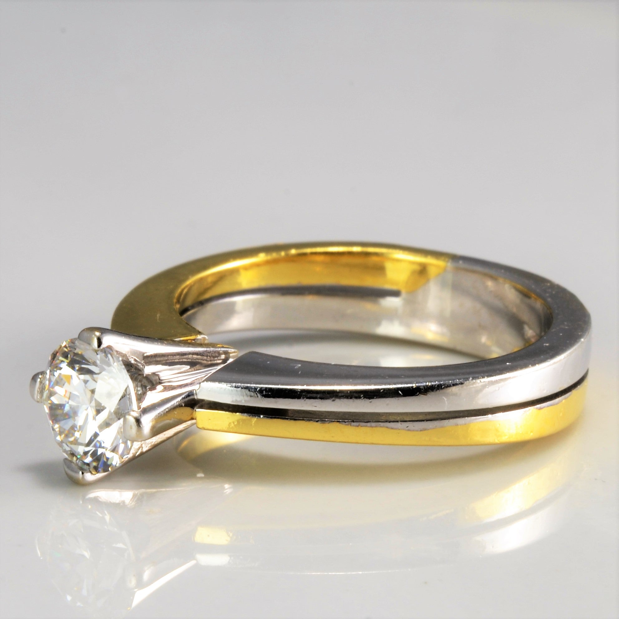 Two Tone Gold High Set Diamond Ring | 0.71 ct, SZ 6 |