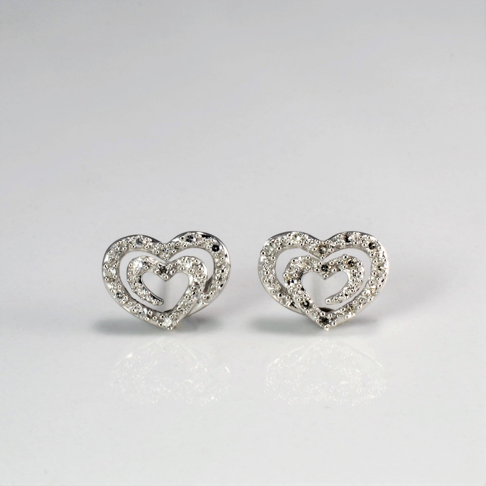 Diamond Heart Stud Earrings | 0.10 ctw |
