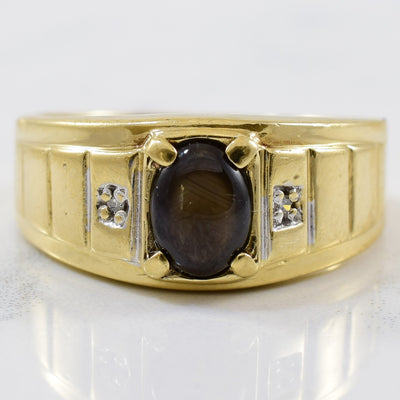 Black Chatoyant Sapphire & Diamond Ring | 0.01ctw, 0.90ct | SZ 7.5 |
