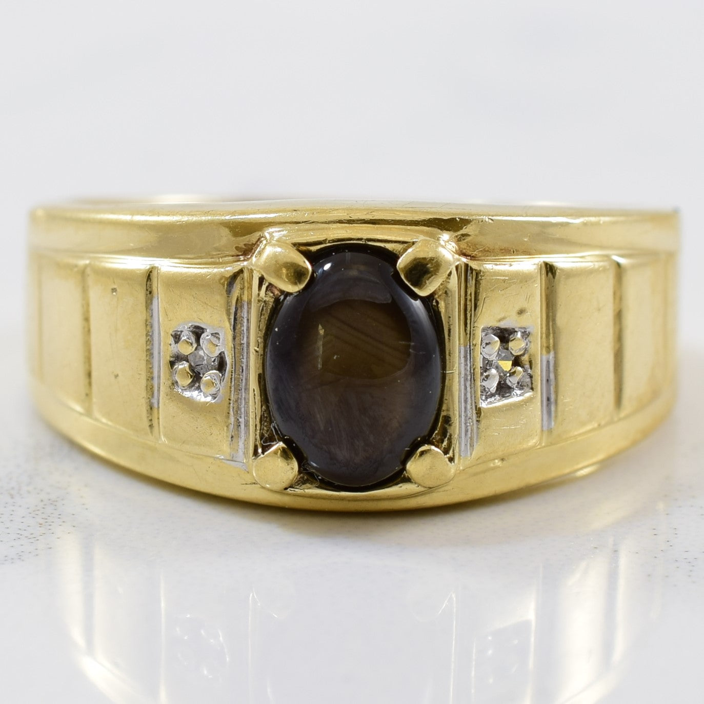 Black Star Sapphire & Diamond Ring | 0.01ctw, 0.90ct | SZ 7.5 |