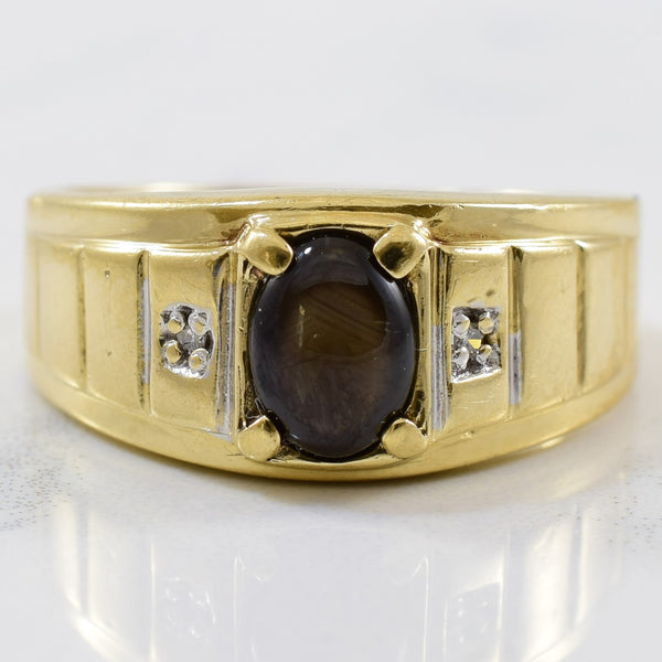 Black Star Sapphire & Diamond Ring | 0.01ctw, 0.90ct | SZ 7.5 |