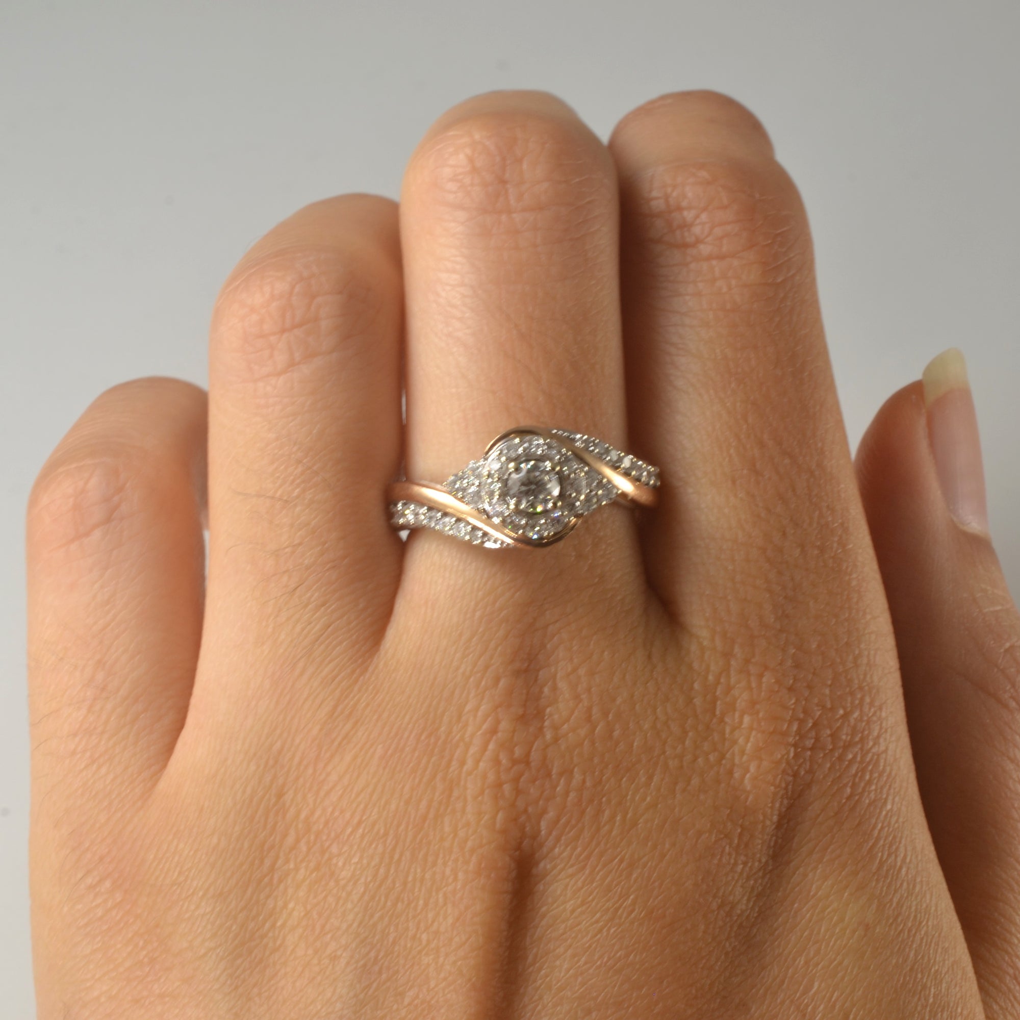 Two Tone Bypass Diamond Cluster Ring | 0.62ctw | SZ 7.5 |