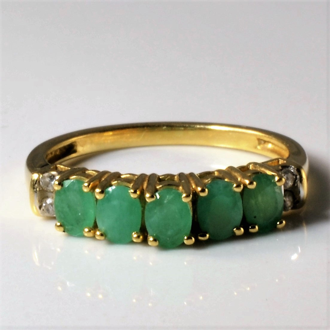 Five Stone Emerald & Diamond Ring | 0.58ctw | 0.04ctw | SZ 7 |