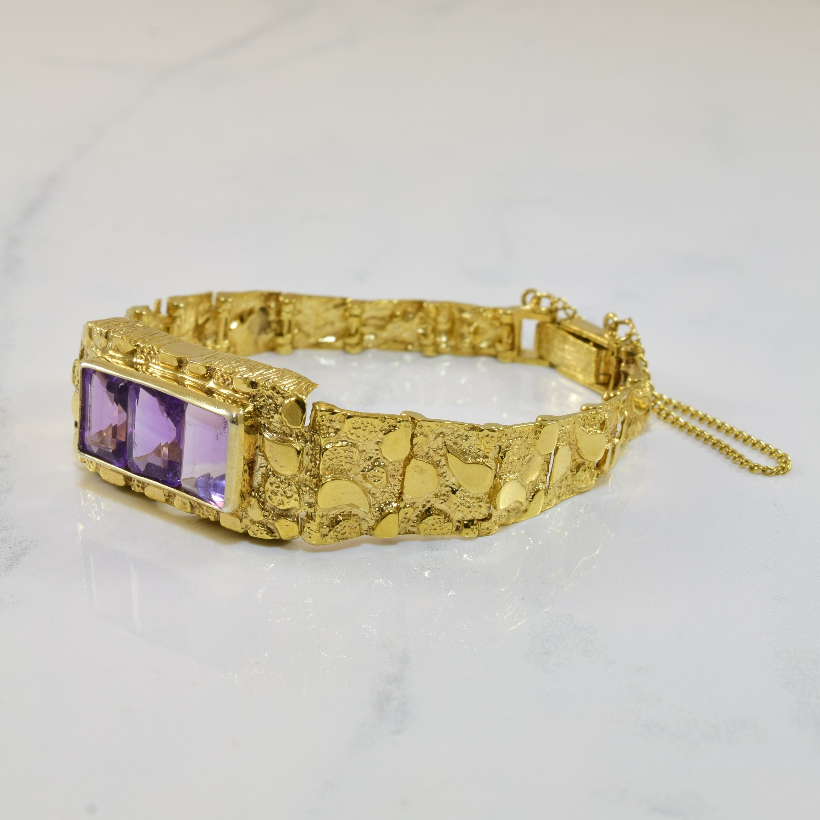 Textured Link Amethyst Bracelet | 6.00ctw | 7.5" |