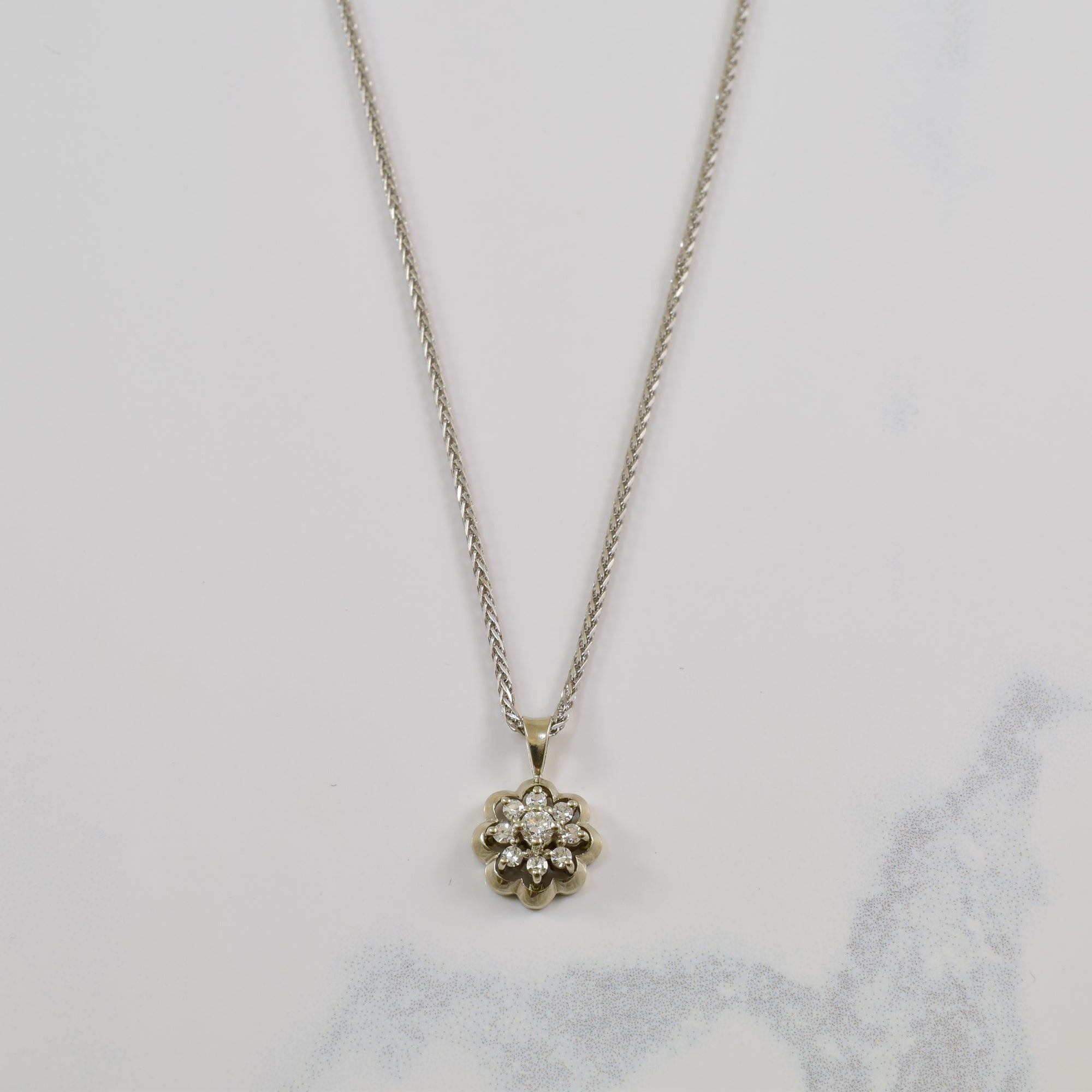 Floral Diamond Cluster Necklace | 0.24ctw | 20