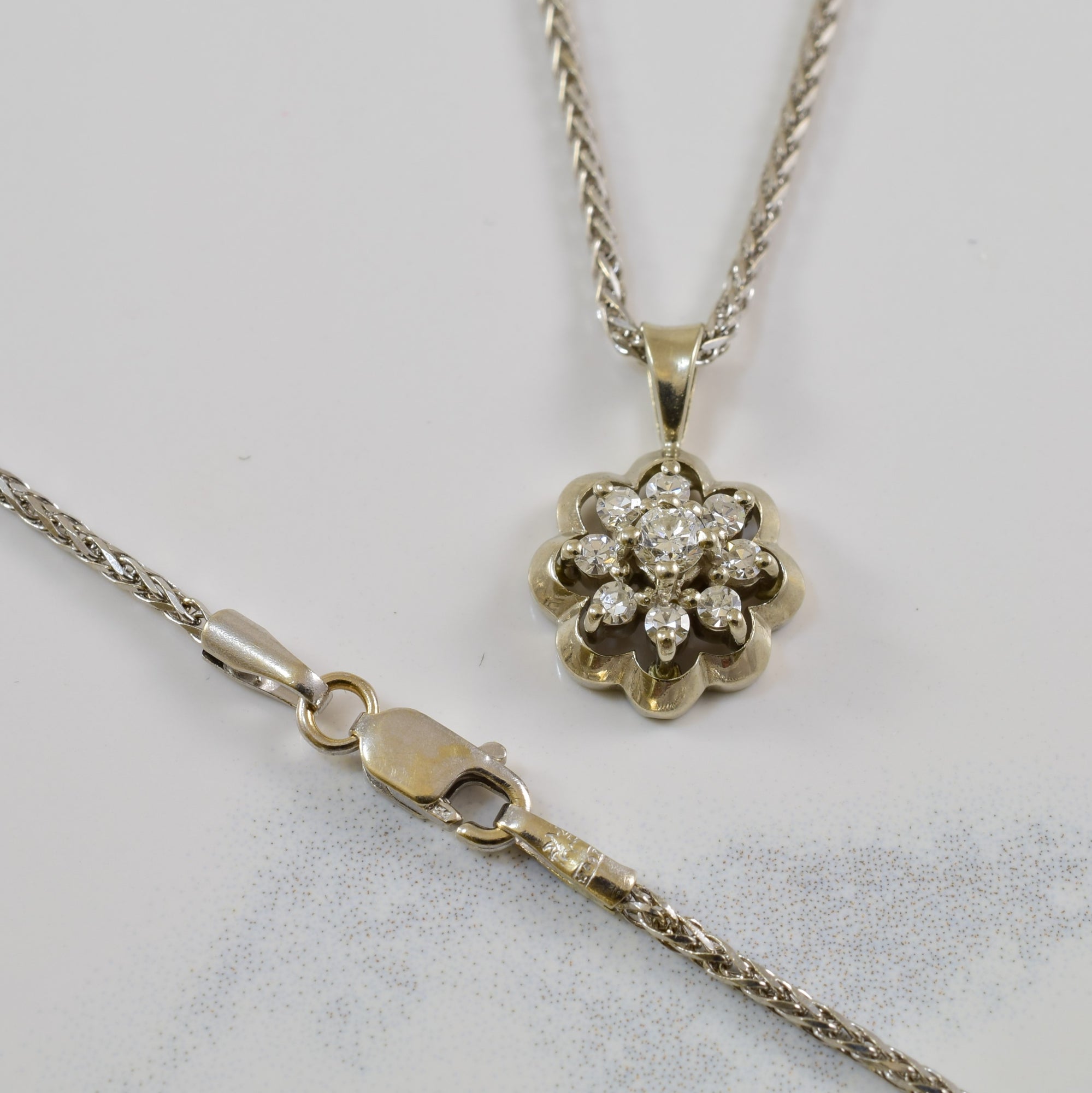 Floral Diamond Cluster Necklace | 0.24ctw | 20
