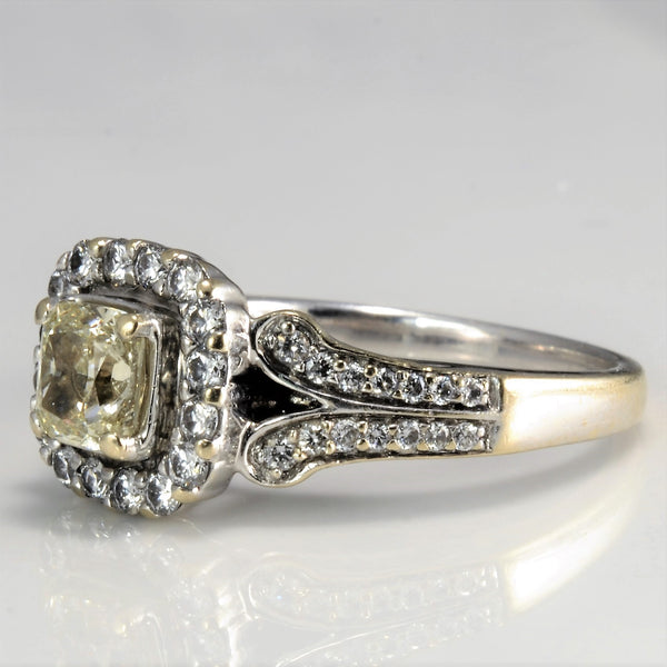 Halo Diamond Engagement Ring | 1.24 ctw | SI1, M | SZ 7.25 |