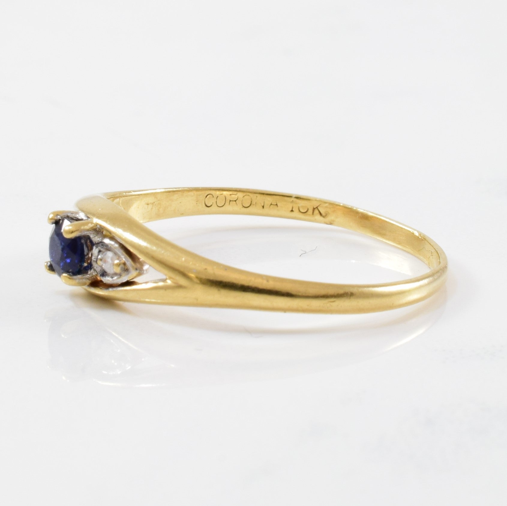 Blue Sapphire & Diamond Ring | 0.01ctw, 0.22ct | SZ 9 |