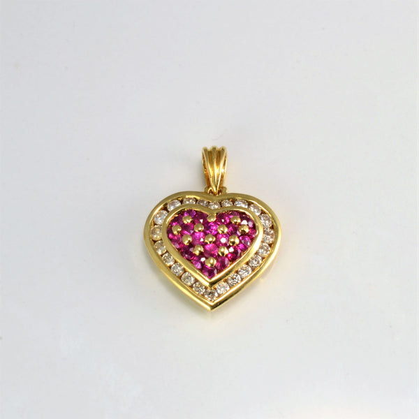 Cluster Set Ruby & Diamond Heart Pendant | 0.28 ctw |