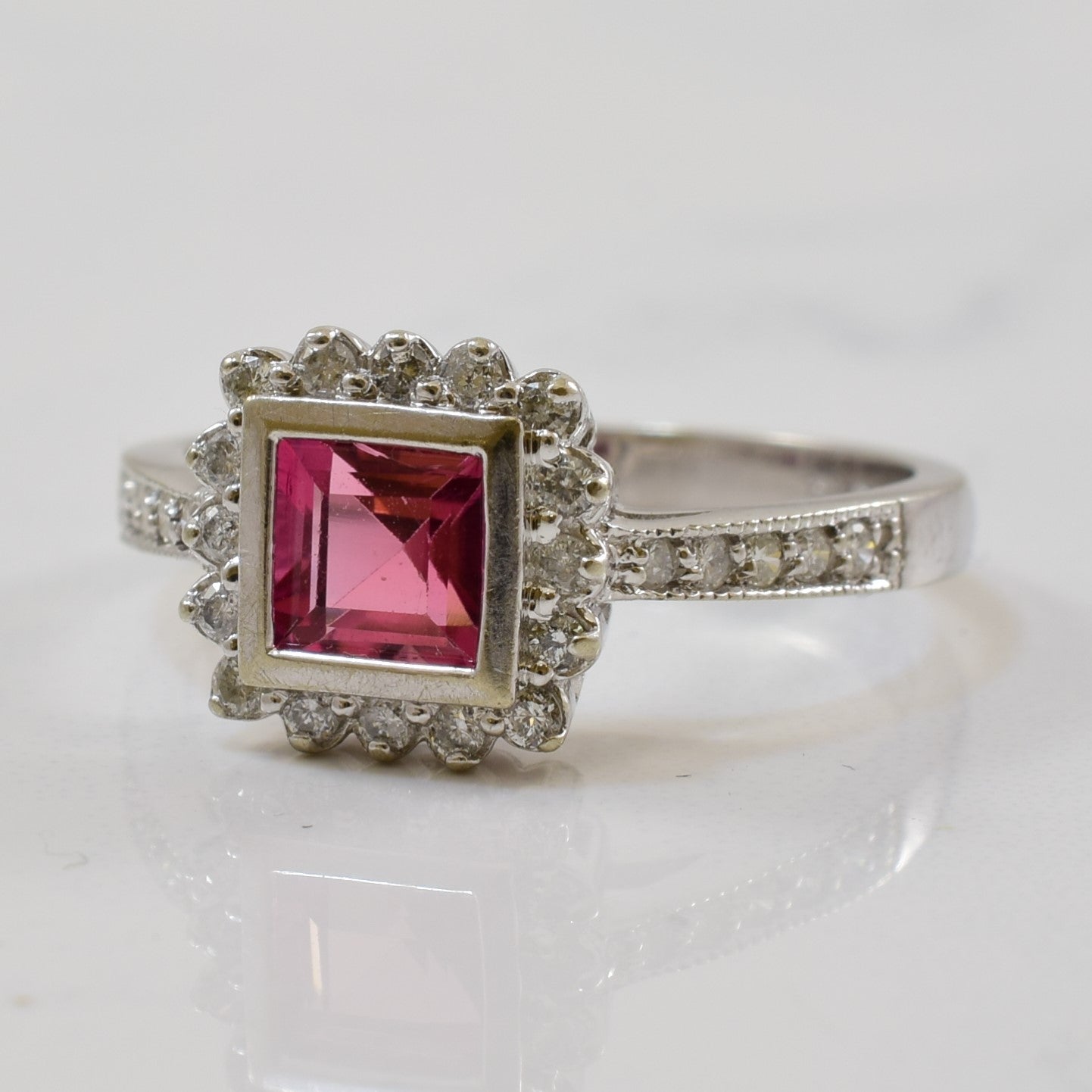 Tourmaline & Diamond Engagement Ring | 0.65ct, 0.15ctw | SZ 6.5 |