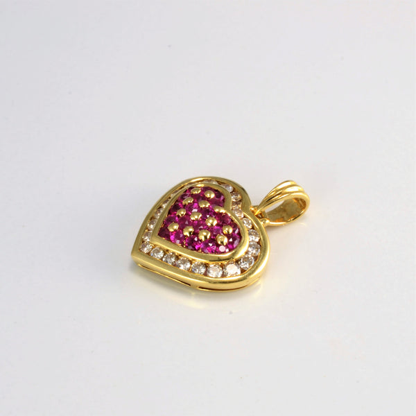 Cluster Set Ruby & Diamond Heart Pendant | 0.28 ctw |