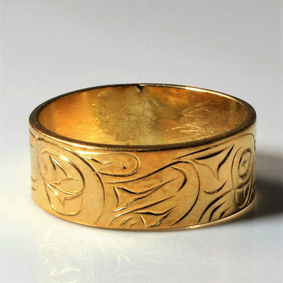 Hand Carved Indigenous Art Band | SZ 5.5 |