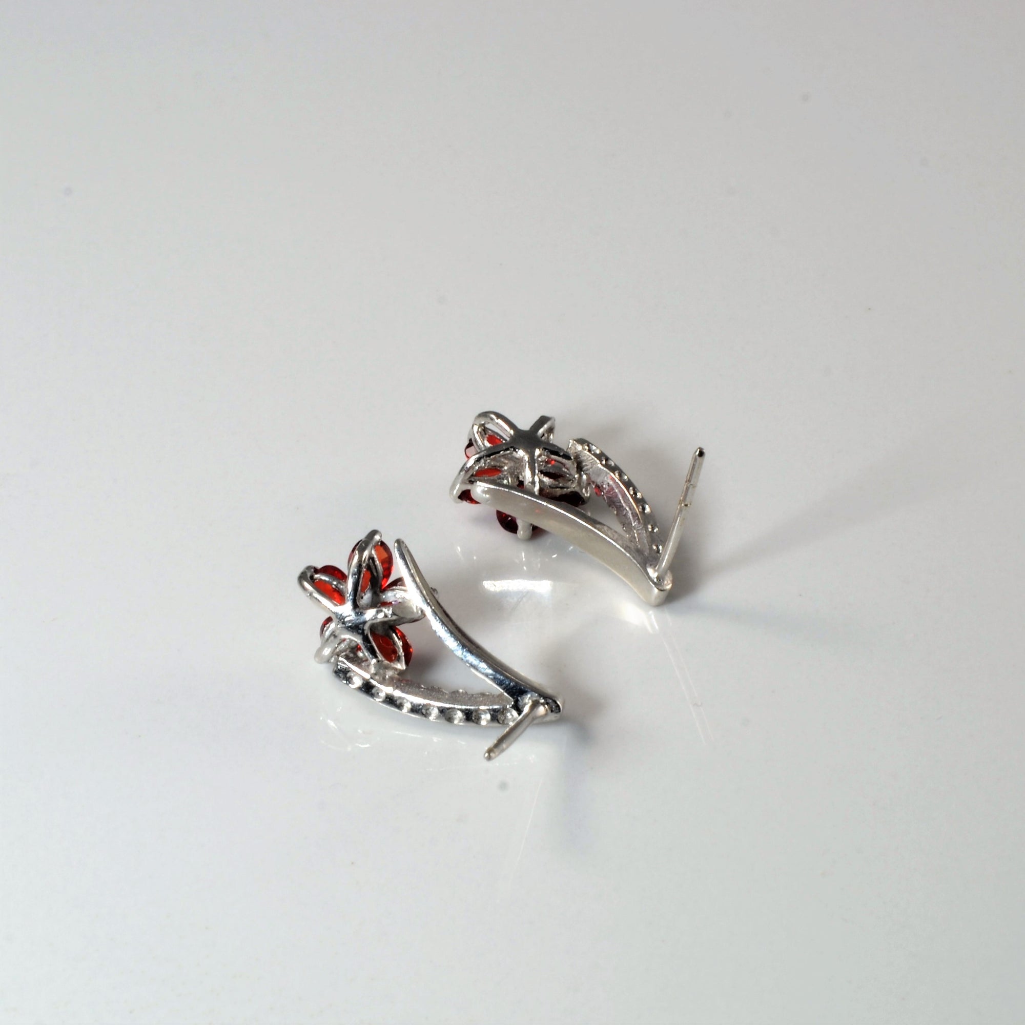 Floral Diamond & Ruby Drop Earrings | 0.15ctw, 1.50ctw |