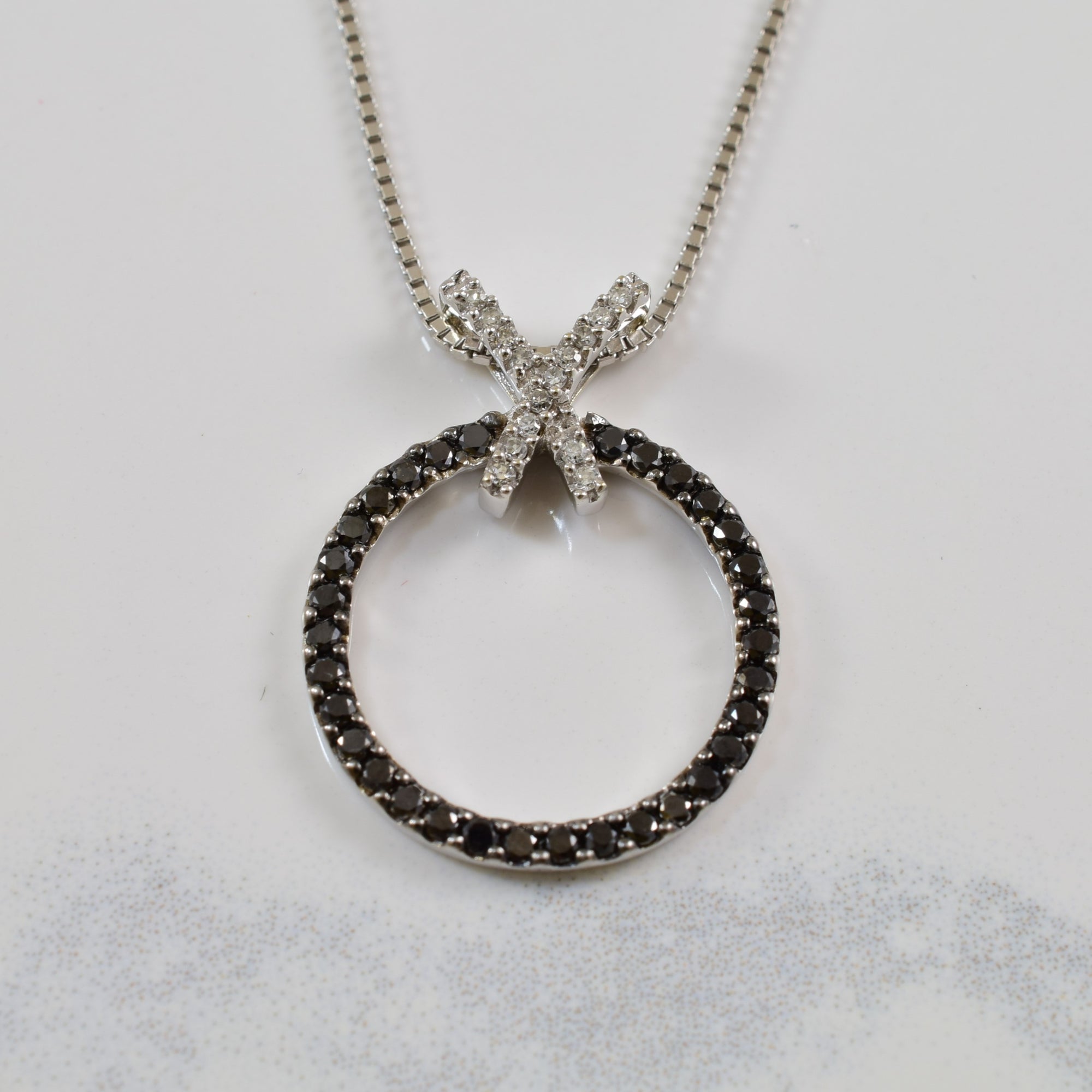 Black & White Diamond XO Necklace | 0.35ctw | 18