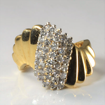Cluster Diamond Bypass Ring | 0.80ctw | SZ 6.5 |