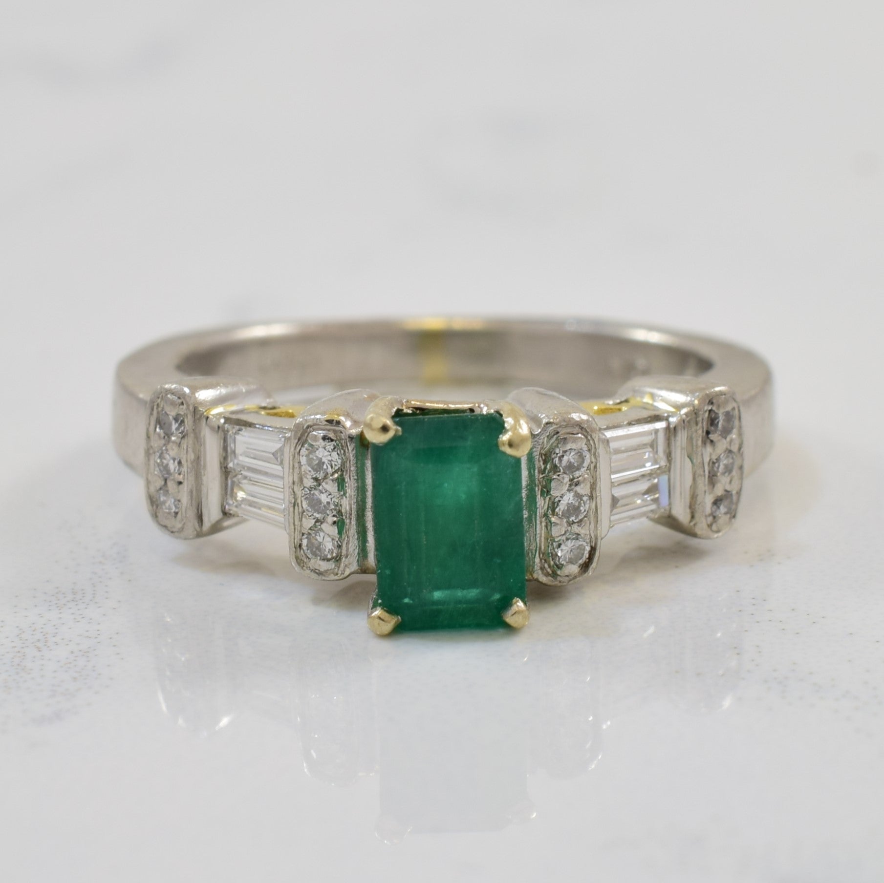 Emerald & Diamond Engagement Ring | 0.60ct, 0.16ctw | SZ 4.75 |