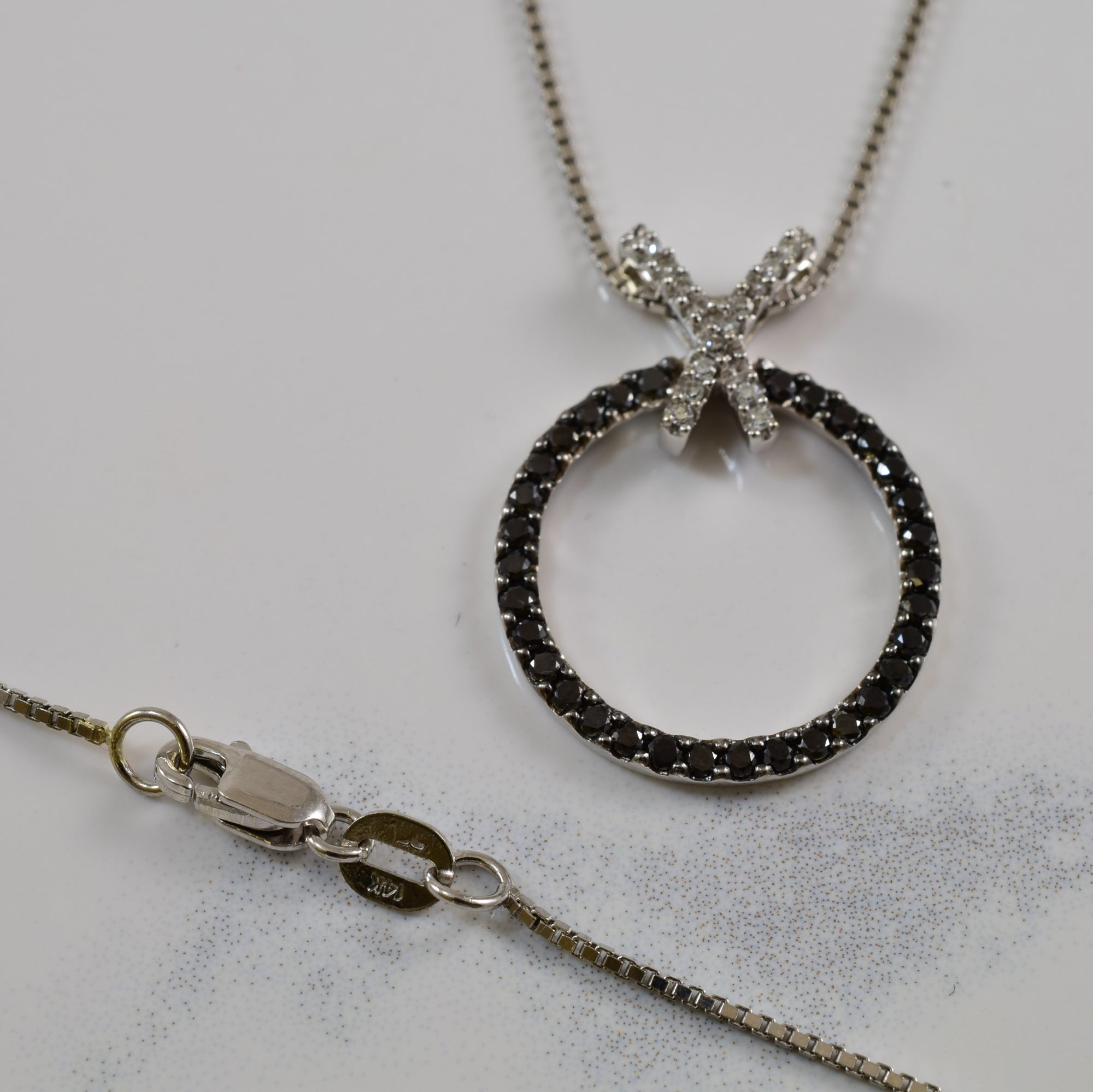 Black & White Diamond XO Necklace | 0.35ctw | 18