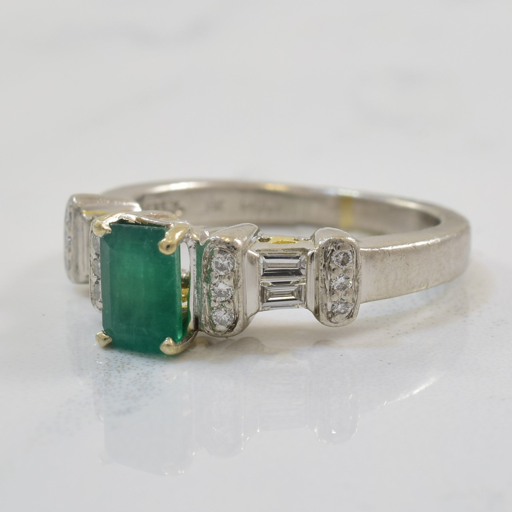 Emerald & Diamond Engagement Ring | 0.60ct, 0.16ctw | SZ 4.75 |