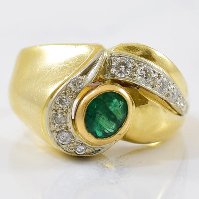 Abstract Emerald & Diamond Ring | 0.10ctw, 0.33ct | SZ 6.75 |