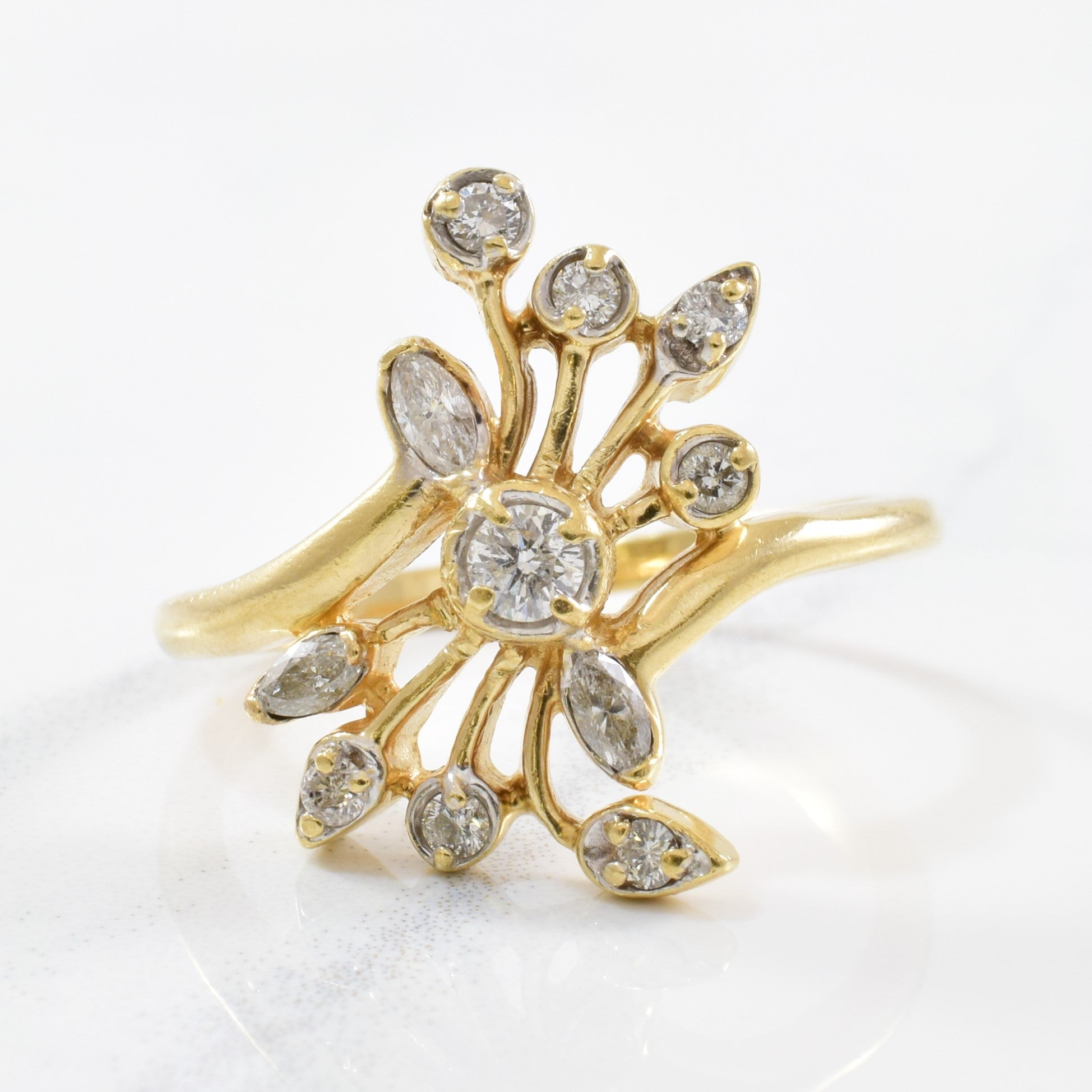 Diamond Floral Cocktail Ring | 0.30ctw | SZ 8 |