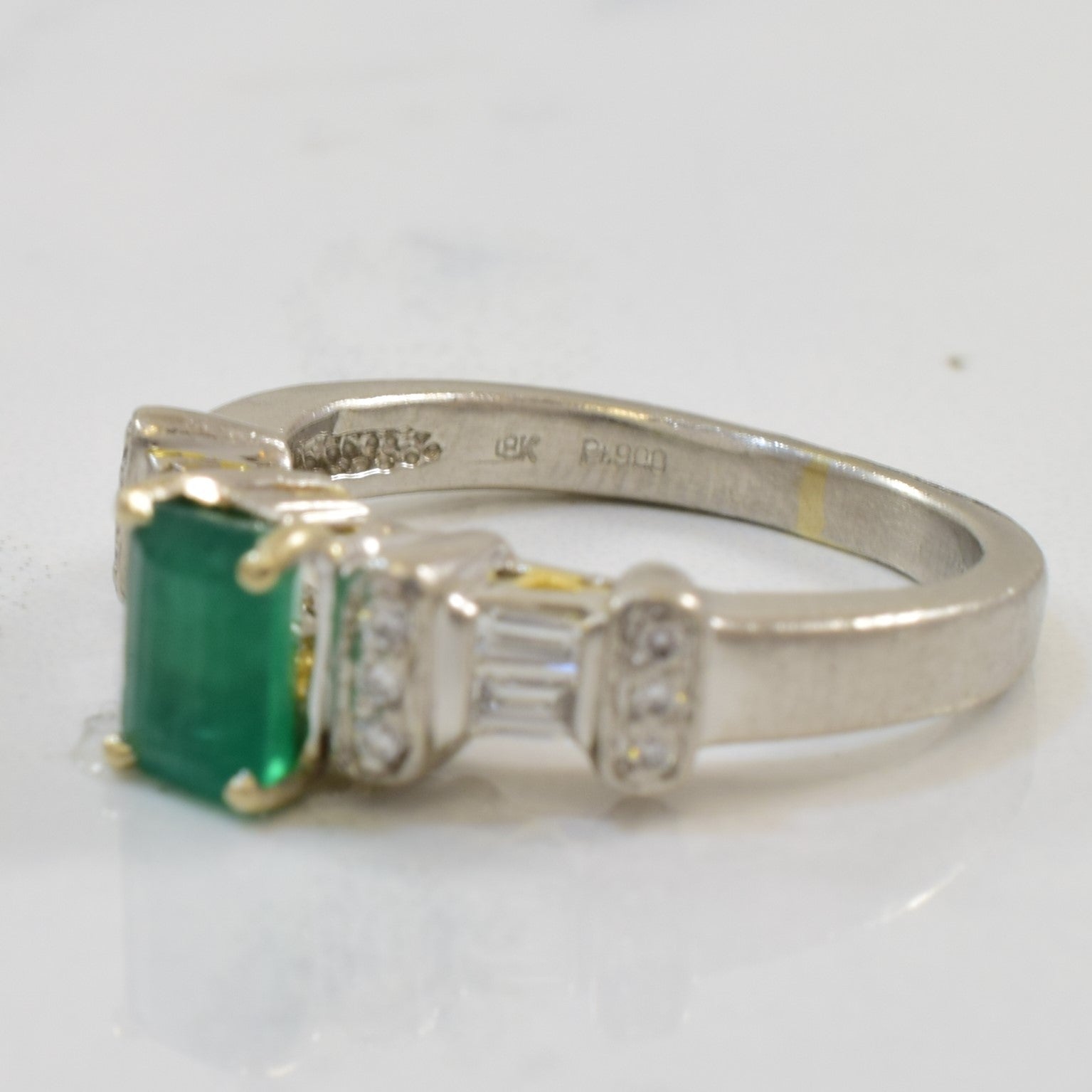 Emerald & Diamond Engagement Ring | 0.60ct, 0.16ctw | SZ 4.75 |