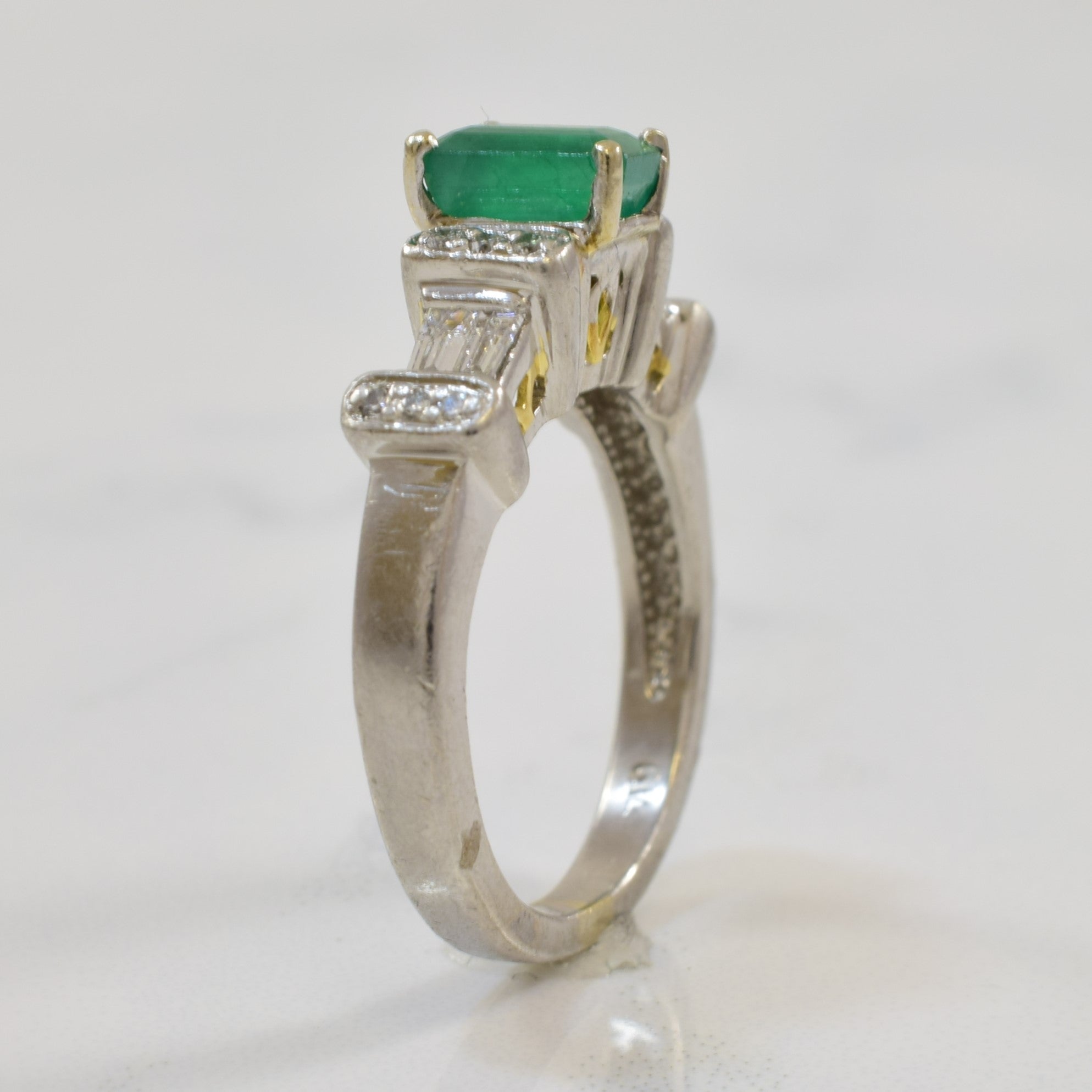 Emerald & Diamond Engagement Ring | 0.60ct, 0.16ctw | SZ 4.75 |